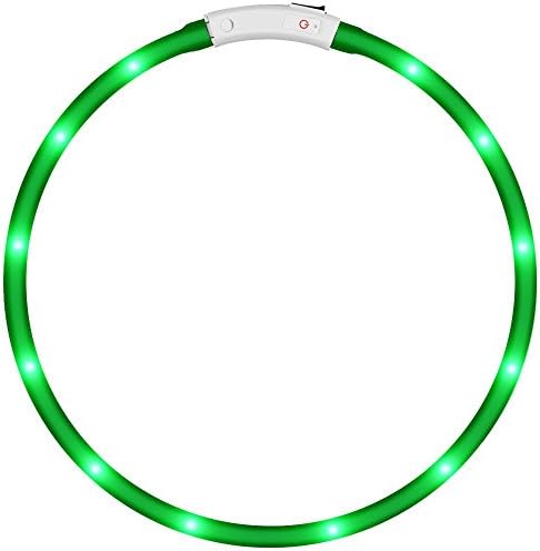 Zhongmei USB Adjustable Luminous Pet Collar Light,Anti-lost,Green