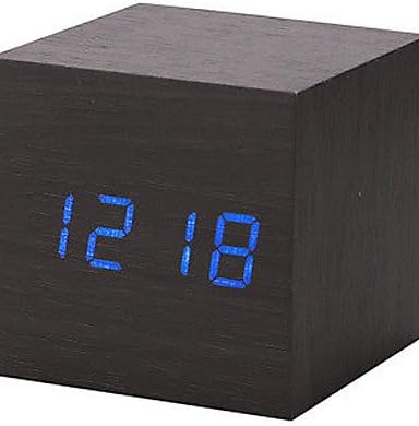 LBLI New Modern Wooden Wood Digital LED Desk Alarm Clock Thermometer Timer Calendar , black JIAJU-YONGPING #2637