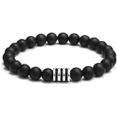 Kartini Studio Black Onyx and Silver Bracelet, Men's Bead Bracelet, Quality Bead Jewelry for Man