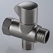 KES Toilet Lavatory Brass T-adapter with Shut-off Valve, 3-way Tee Connector for Bidet Hand Sprayer, Brushed Nickel, K1018-2