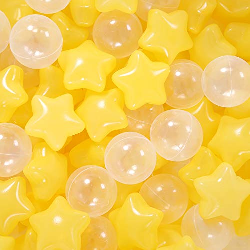 TRENDPLAY Star Ball Pit Balls for Toddlers -50 100 200 Count Star Balls Different Shapes, Non-Toxic Plastic Balls for Safe Play, Boys Girls Festival Party Decoration