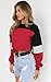 Angashion Womens Sweatshirt-Long Sleeve Drawstring Hem Color Block Crop Top Pullover Tops Red S