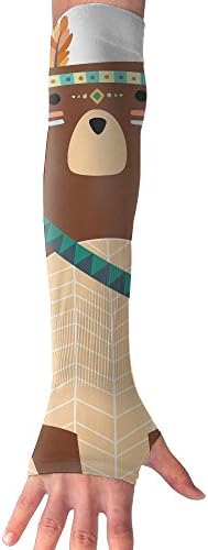 Unisex Woodland Tribal Animals Bear Anti-UV Cuff Sunscreen Glove Outdoor Sport Climbing Half Refers Arm Sleeves