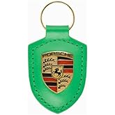Porsche Crest Keychain Python Green Leather Key Ring for Keyfob Limited Edition