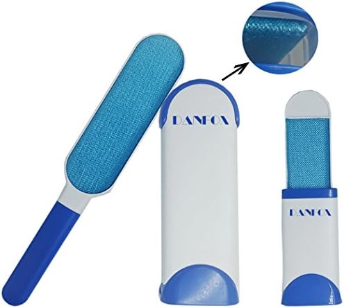 DANFOX Pet Fur Lint Remover with Self-Cleaning Base Double-Sided Brush Removes Dog Cat Hair from Clothes Furniture (Blue)