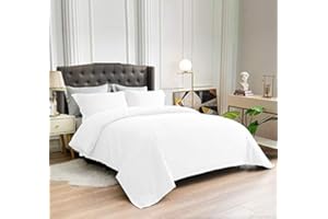 La Calypso Bedding 100% Cotton 600 Thread Count Duvet Cover, 1 Piece Duvet Cover with Zipper Closure & Corner Ties, Comforter Cover (King/California King Size, White)