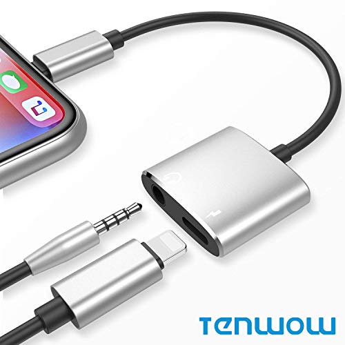 Headphone Jack Adapter for iPhone 2-in-1 Headphone Audio and Charge Adapter AUX Audio Headset Accessories Cable Audio for iPhone 7/X/XS/XSM/XR/8/8 Plus Splitter Music and Charge Support iOS 12