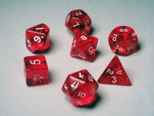 Red/White Translucent (Set of 7 Dice) by Crystal Caste