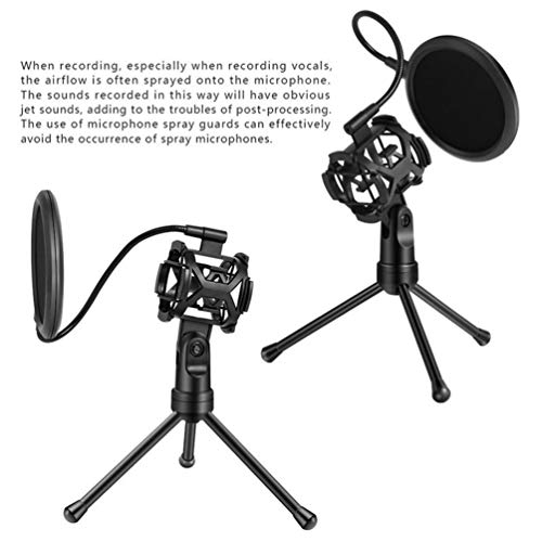 POTENCO Mini Microphone Filter Shockproof Desktop Tripod Stand Microphone Mount