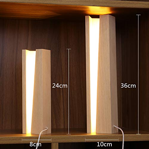 Arturesthome Creative Solid Wood Table Lamp, Dimmable Warm Light, Led Wooden Desk Lamp, Bedroom Night Lights, Beside Desk Accessories Lighting, Unique Home Decor, Winter Holiday Gift (14 inch)
