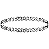 Girlprops Stretch Tattoo Choker Necklace Hippie Popular in the 80S 90S, in Black