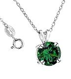 .925 Sterling Silver 2 Carat Total Weight Green Cubic Zirconia Pendant Necklace,18