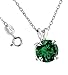 .925 Sterling Silver 2 Carat Total Weight Green Cubic Zirconia Pendant Necklace,18