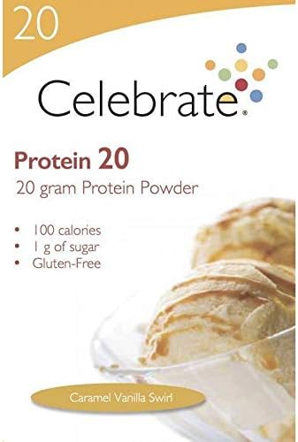 Celebrate Vitamins - Protein 20g - Whey Isolate Protein Powder - Caramel Vanilla Swirl - 15 Packets/Box