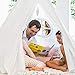 Hippococo Teepee Tent for Kids: Large Sturdy Quality 5 Poles Play House Foldable Indoor Outdoor Tipi Tents, True White Canvas, Floor Mat, Pink Heart Accessory, Family Fun Crafts eBook Included (Pink)
