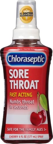 CHLORASEPTIC SUGAR-FREE SORE THROAT SPRAY, CHERRY, SPRAY SOOTHES THROAT PAIN IN SECONDS, 6 FL OZ