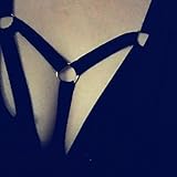 Hunputa Sexy Triangle Alluring Womens Harness Bra Elastic Cage Bra Strappy Hollow Out Bra Bustier (XL, Black)