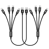 CHAFON Compatible for 2 Pack 4 in 1 Multi USB Charging Cable with Type C,Micro USB Connectors-Nylon Braided(1ft/0.3m) [Only Charging]