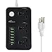 Power Strips with USB Ports 3 Way Outlets 6 USB Ports Surge Protection Power Strip Universal Power Socket with 6ft Bold Extension Cord with Fuse and Shutter Extension Lead (Black+Gray,US Plug)