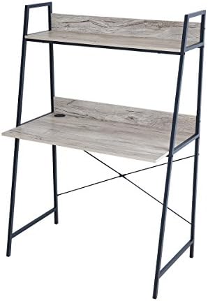 Furnigance Ladder Computer/Writing Desk with Hutch Office Study Desk with Shelves for Home Office, Oak