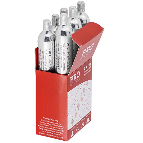 16g Threaded CO2 Cartridges, 6 Pack for All CO2 Bike Tire Inflators