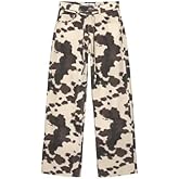 Cow Print Loose Wide Leg Jeans Unisex Y2K Vintage High Waisted Baggy Denim Pants with Retro Street Style