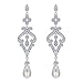 EVER FAITH Silver-Tone Pave CZ Cream Simulated Pearl Vintage Style Chandelier Dangle Earrings Clear