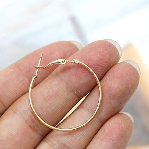 JETEHO 80 Pcs Silver and Gold 30mm Circle Round Metal Hoop Earrings Jewelry Making Supplies Earring Finding