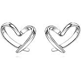 Reffeer Solid 925 Sterling Silver Tiny Heart Stud Earrings for Women Teen Girls Love Heart Stud Earrings