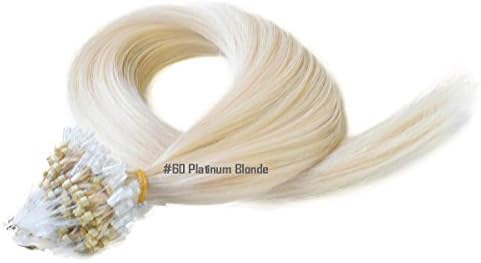16" 18" 20" 22" Micro Loop Ring Remy Human Hair Extensions-0.8g x 20strands-Grade AAA- Multi-Colours (20", 60 Platinum Blonde)