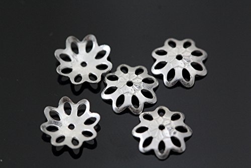 50pcs Genuine 925 Sterling Silver Bead Caps 8mm Flowery Round Bead Caps #ss120