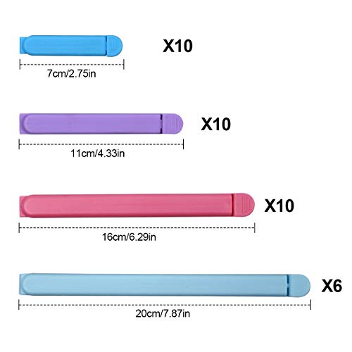38 Pcs Food Sealing Clips Multi-colors Plastic Sealing Clip Fresh-Keeping Clamp Sealer for Food and Snack Bag,4 Size