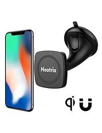 Neotrix base magnética inalámbrica cargadora para auto, soporte para respiradero tablero de instrumentos imán del parabrisas y cargador para dispositivos estándar habilitados Qi