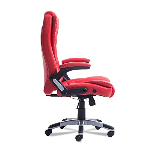 Homgrace Swivel Gaming Massage Chair Ergonomic PU Leather Executive Office Chair Vibrating 7 Point Wireless Massage Chair with Heating Function (RED)