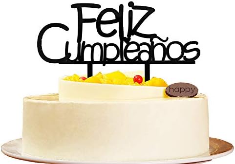 Amazon Com Feliz Cumpleanos Black Acrylic Cake Topper For Fiesta