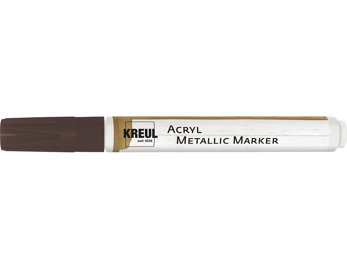 Kreul 46263 Acrylic Metallic Marker Medium with Round Tip Approx. 2-4 mm Copper Permanent Acrylic Paint with Metallic Effect for Delicate Accents
