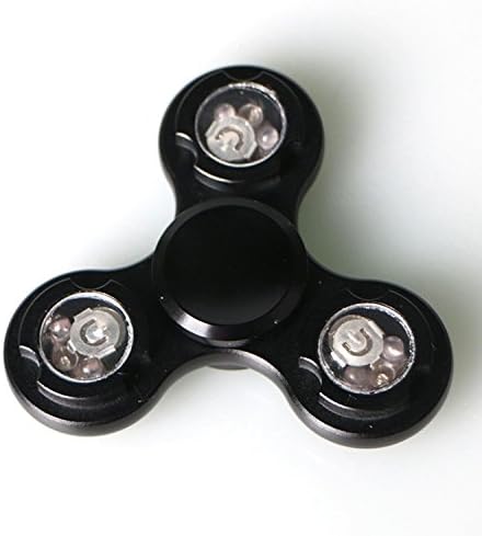 LED Light Hand Tri-Spinner Fidget Toys Aluminium Stainless Steel Metal Mental Ceramic Finger Ball For Autism EDC ADHD Finger Spinner Anxiety Stress Relief Toy Focus Rave Light Show