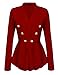 Cekaso Women's Peplum Blazer One Button Crop Frill Ruffle Hem High Low Work Blazer, Red, USsize L1=Tagsize XXL