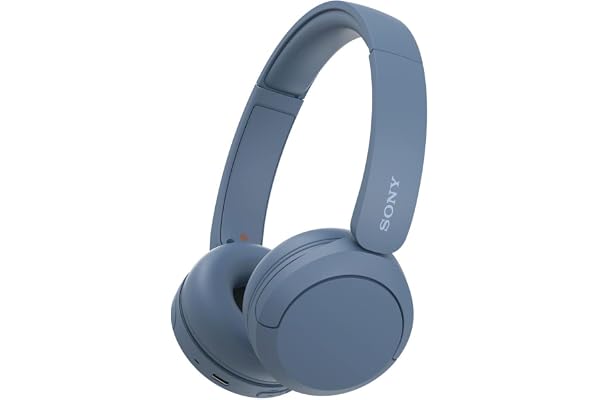Sony WH-CH520 Wireless On-Ear Bluetooth Headphones with Microphone, Blue | Comfortable Lightweight Design, Up to 50 Hrs Batte