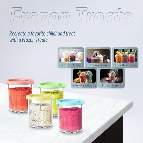 NC500 for Ninja Creami Deluxe 11in1 Pints and Lids 4 Pack, 24 oz