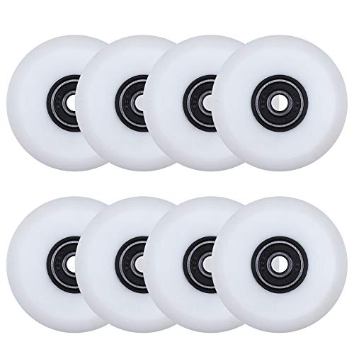 AOWISH 8-Pack 64mm Inline Skate Wheels 85A Inline Skates Replacement Wheel with Bearings ABEC-9 (White)