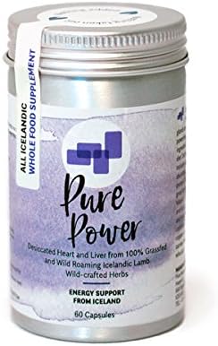 Pure Natura | Pure Power | Energy Support | Icelandic Whole Food Supplement | Desiccated 100% Grass Fed Lamb | Provides Energy Under Physical & Mental Stress | 60 Capsules