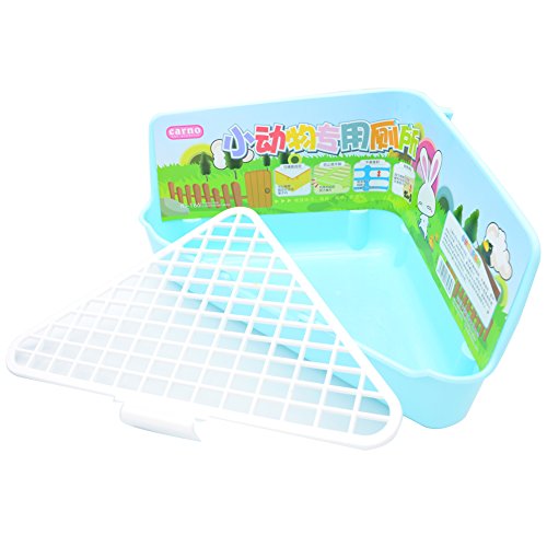 Big Triangle-shaped Rabbit Cage Litter Box Corner Toilet Potty Trainer for Adult Guinea Pig Ferret Small Animals (Blue) - Thumbnail 3