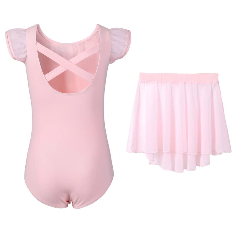 DIPUG Ballet Leotards for Girls Dance Leotard Combo Toddler Removable Dance Skirt