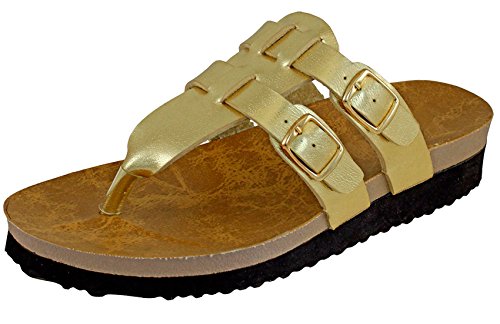 Cambridge Select Womens Double Buckle Slip On Slide Sandal
