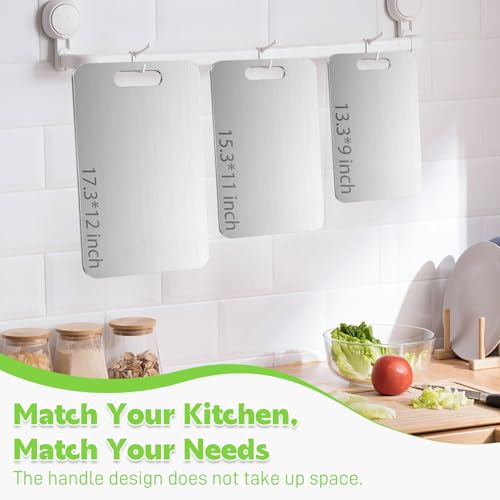 Titanium Cutting Board 3-Piece Set Pure Titanium Cutting Boards for Kitchen - Double-Sided Food-Grade Chopping Board Non-Stick Durable and Easy to Clean (M/L/XL 3-Piece Set)