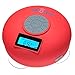 Bluetooth Speaker with LCD Display, NFC, FM Radio and Subwoofer Effect- Shower Speaker with Crystal Clear Sound and 3 Firm Suction Cups – Hands Free Speakerphone … (Red)