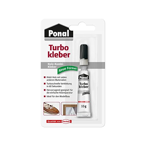 Ponal Turbo Kleber, Holz-Kombi-Kleber für schnelle, punktgenaue Holzverklebungen,1x10g