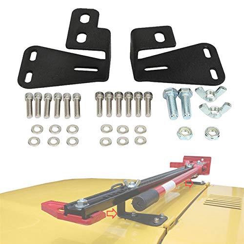 ALAVENTE High Lift Jack Mount Hinge Mounting Hood Bracket for Jeep Wrangler CJ 1944-1986 / YJ 1987-1995 / TJ 1997-2006 (Pair, Black)