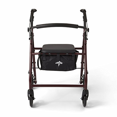 Medline Steel Foldable Adult Rollator Mobility Walker With 6” Wheels, Burgundy Pricepulse